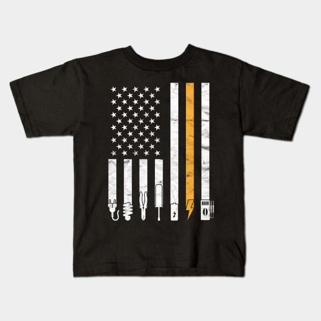 Electrician USA Flag, Electrician Kids T-Shirt by hibahouari1@outlook.com